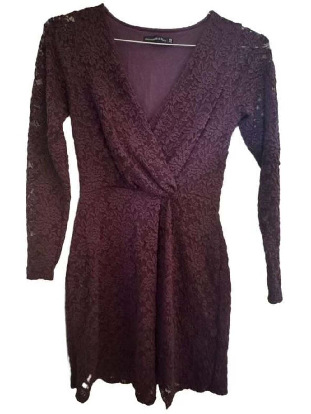Abercrombie & Fitch Purple Floral Lace Long Sleeve V-Neck Dress - XS